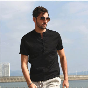 SharpSuit 6 COLOUR Chinese collar mens short-sleeved cotton shirt polo shirt#1037