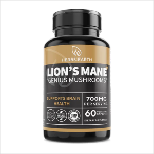 LIONS MANE + Brain Focus Cognition Memory Enhancer 5 Mushrooms 60 Caps 700mg Herbs of the Earth