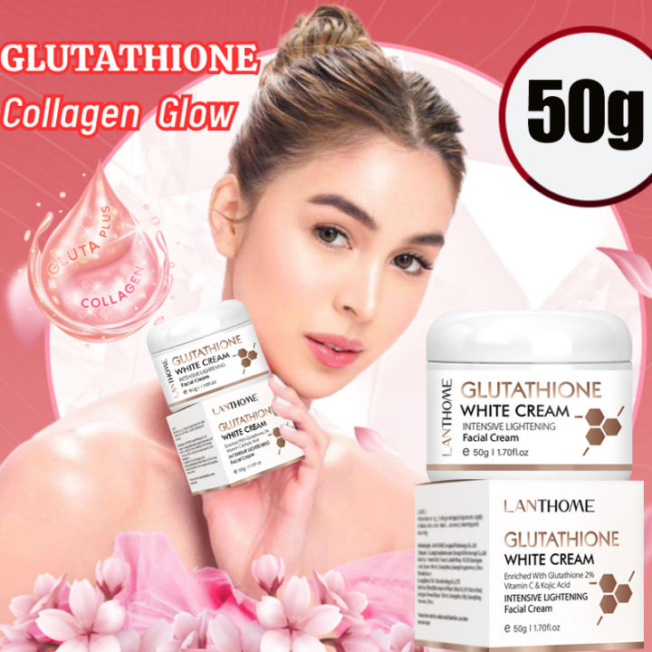 Glutathione Whitening Cream 50g Intensive lightening Facial Cream with  Kojic Acid &Vitamin C Long Lasting Brightening Moisturizing Whitening Face Cream  Whitening Freckle Cream Melasma Cream Pekas Remover Collagen Japan Pekas  Remover -