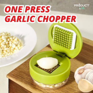 【Product Lab】SG Ready Stock One Press Garlic Chopper with Storage Container Manual Garlic Press for Kitchen Easy Convenient
