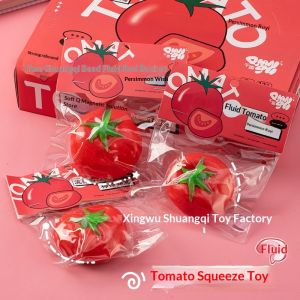 PaulWeekend Soft Squishy Tomato Stress Relief Toy - Realistic Fruit Squeeze Play for Relaxation and Fun