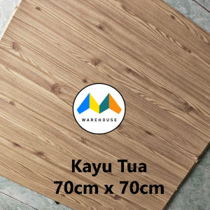 MW Wallpaper Stiker Dinding Bata Kayu Tua 3D Foam 70cm x 70cm Premium Wall Paper Sticker