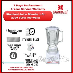 Standard SJB 1.5LA Juice Blender | 1.5L Glass Jar | Heavy Duty Motor | 2-Speed with Pulse | 1 Year Warranty
