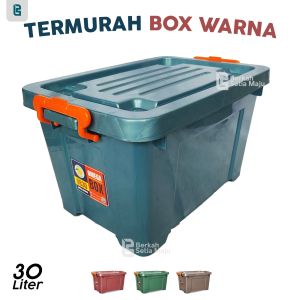 Container Plastik Murah 30 Liter Box Penyimpanan Serbaguna BSM Kotak Transfaran Hitam kb 40