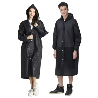 Black Rain Coat，Unisex Makapal EVA Rain Coat Protable Rain Poncho Jacket For Men Women Raincoat，Mataas na kalidad makapal kapote