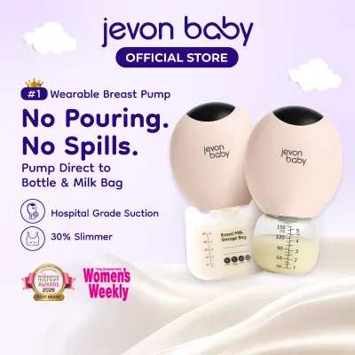 Jevon Baby Wearable Electric Breast Pump (Double Pump) | Direct to Storage | Hospital Grade Suction | Wireless Handsfree | Portable