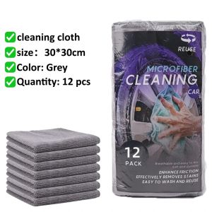 Tase Good 12Pcs Soft Microfiber Car Cleaning Towel Kitchen Absorbent Dishcloths Automobile Washing Wipes Household Cloth