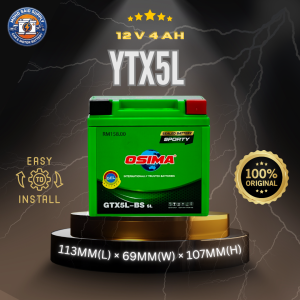 OSIMA GTX5L GEL Motorcycle Battery | 12V Maintenance Free | YTX5 YTX5L YTX5L-BS | V100 V150 VARIO125 CBR150 CRF