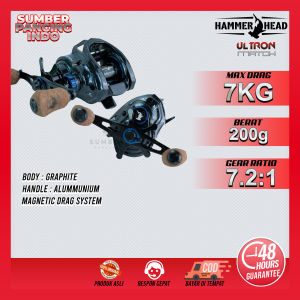 HAMMER HEAD Reel Pancing Baitcasting ULTRON MATCH 58-L 7+1BB Low Profile Baitcasting Left Handle Reel Duragear Brass Gear Carbon Fiber Reinforced Material Main Body
