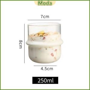 MODA 250ml Oat Cup Breakfast Glass Cup Transparent Milk Cup Fruit Salad Bowls