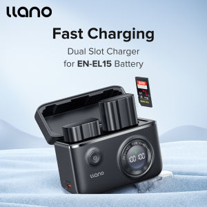 LLANO EN-EL15 Camera Charger Dual Charging Ports LED Display with SD Card Storage Function For Nikon Z6/Z7/V1/D50/D600/D610/D750/D7000/7100/7200/7500/D800/800E/810/81A850P520/530