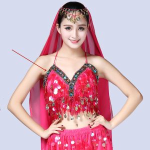 บราชั้นในเลื่อมมันวาวผู้หญิงสายคล้องคอปักเลื่อมเทศกาลเต้นรำสไตล์โบฮีเมียน