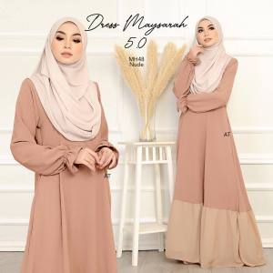 Dress Ironless Maysarah 5.0 Dress Tak Perlu Gosok Ironless Jubah Abaya Labuh Muslimah Kembang | Dress Ibu Tanpa Gosok (Nursing)