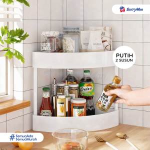 RAK YUMI DAPUR PLASTIK SUDUT SEGITIGA 4 SUSUN Tempat Penyimpanan Portable Serbaguna Dengan Roda