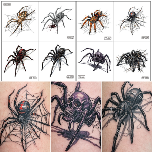 8Pcs Set Matte Spider Tattoo Sticker Dark Style Halloween Spider Temporary Tattoos Stickers Waterproof Spiders Web Body Sticker h260819