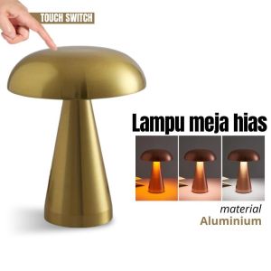 PURRINI Lampu Meja Hias Aesthetic Sentuh LED Charger 3 Warna Aluminium