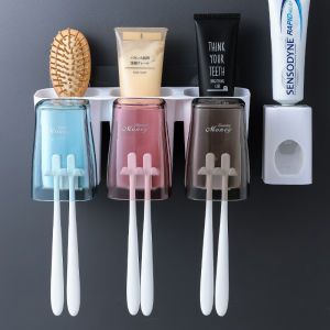 Onetwone Automatic Tooth Paste Squeezer Dispenser with Toothbrush Holder Tooth Glass Bathroom Products Automatic Set Tooth Brush Accessories Toothbrush Holder