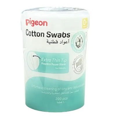 Pigeon Cotton Swabs Thin Stem 200 Pcs / Hinged Case