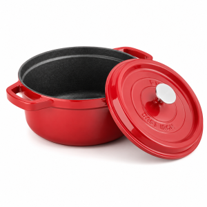 [SG Stock]Enamel Cast Iron Dutch Oven Pot with Lid Heavy‑Duty Casserole Pot Even Heat Retention Compatible for Gas Induction Ceramic Stovetop for Stew Braise Soup Hot Pot Family Cooking