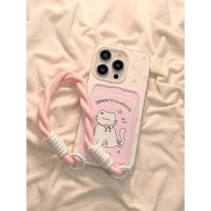 DEAMOR Case Xiaomi Redmi 13C 14C Poco C65 C75 Max XR Casing Cute Kitten Bowknot Card Sparlky Tali Strap