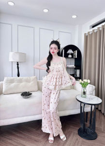 Bộ Lụa Latin Quần Dài Áo Xếp Ly Phối Ren hàng may kỹ đẹp có túi phom 45-65kg