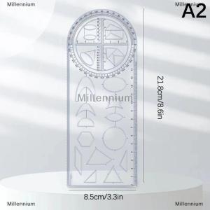 [COD] Millennium 1PCS Multi Functional 360 ° Movable Geometric Drawing Ruler For Primary School Mathematics Students Portable Transparent 3D Flat