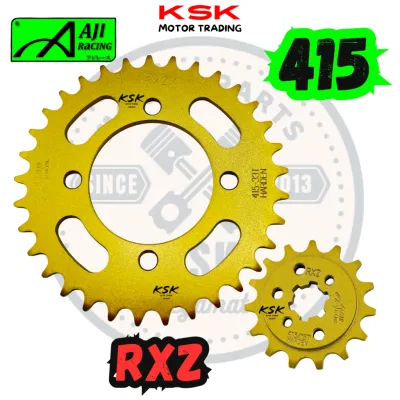 【5.5 SALE】AJI RACING 415 FRONT & REAR SPROCKET GOLD HARDEN STEEL RXZ LC135 Y15ZR RS150 EX5 Y125Z SRL110 SRL115