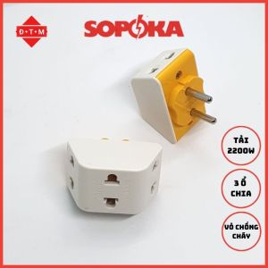 Đầu Nối Chia Điện 3 Cửa Sopoka P11 - Ổ Chia Điện 2 Cửa Sopoka P15 - Chịu Tải 2200W - Bảo Hành 2 Năm 1 đổi 1