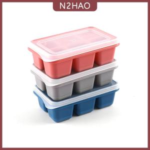 N2HAO 6-lưới Ice ball maker moldes de silicona BPA miễn phí với có thể tháo rời nắp Silicone khuôn Ice Cube khay Ice Cube khuôn nhà bếp acces