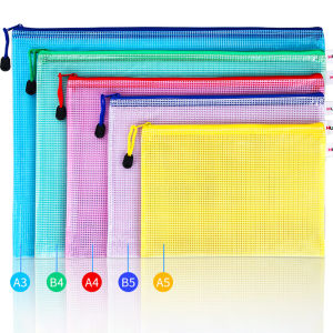 Letter Size A3/A4/A5/B4/B5/B6/A6/B8 Zipper File Bags Transparent Mesh Zipper Pouch Document Bag for Office School Home Travel Pen Bag