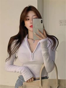 เสื้อ เซ็กซี่แขนยาวเปิดนม สไตร์ญี่ปุ่นเสื้อสับในแขนยาว