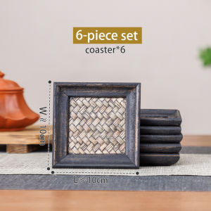 แผ่นรองแก้วจักสานไม้ 10x10 ซม. กันร้อน สำหรับบ้าน ร้านอาหาร คาเฟ่