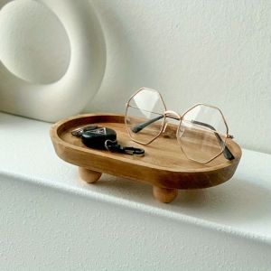 ZENGD Convenient Wooden Oval Tray Multifunctional Elegant Dinner Plate Serving Trays Durable Food Dishes Dessert