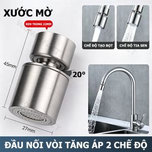 Đầu Vòi Rửa Bát Tăng Áp Chống Bắn Nước Xoay 720 Độ Khớp Đồng Thau 2 Chế Độ Xả Đầu Nối Vòi Nước Bồn Rửa Chén Lavabo Nhà Tắm Tiện Lợi Bền Bỉ Lõi Lọc 4 Lớp Mạ Crom Sáng Bóng Lắp Đặt Bằng Tay Dễ Dàng Không Cần Dụng Cụ Phù Hợp Mọi Loại Vòi Tiêu Chuẩn Phổ Thông