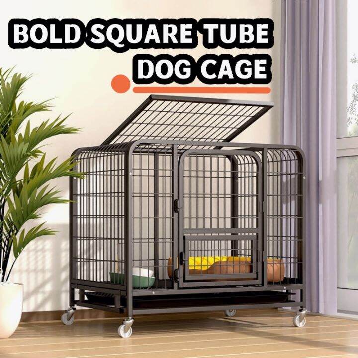 Heavy Duty Cage Square Tube Dog Cage indoor Large Metal Stainless Dog ...