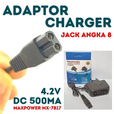 Charger senter kepala jack angka 8 Maxpower MX-7817 4.2V 500mA charger multifungsi 2 Lubang Universal charger