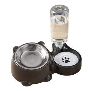 Elevated Feeder Automatic Water Supply System Detachable Metal Bowl Slip Resistant Base For Pet