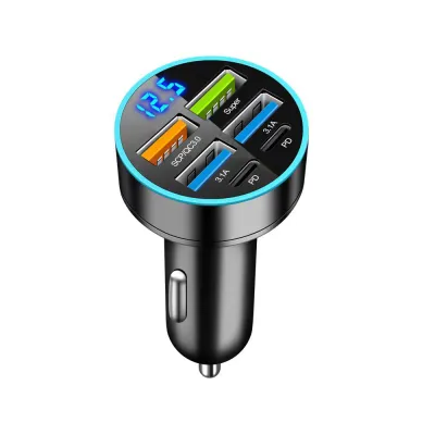 KEBETEME 3 in 1 Car Charge Cables Adapters With 3.1A USB Type C for Phone Quick Charging Chargers with Digital Display