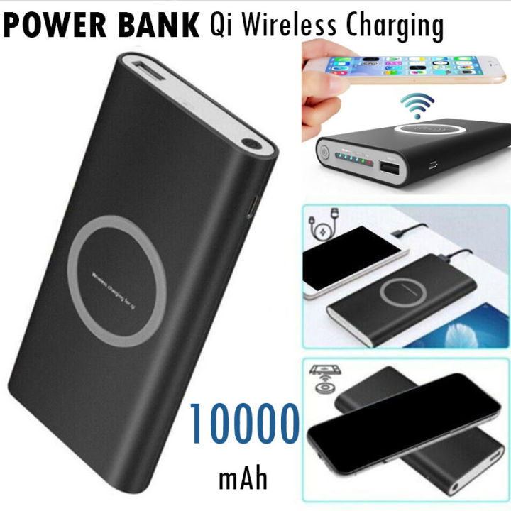 Power Bank Qi Wireless Charging Pad Port 10000mAh Fast