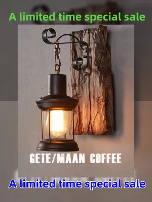 Vintage Wall Light Wood Arts Lantern Wall Mounted Hanging Light For Home Cafe Bar Bedroom Decoration