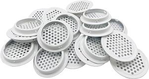 35mm / 1.37” Round Air Vent Circular Soffit Vent,Stainless Steel Mesh Hole Louver for Kitchen Bathroom Cabinet and Wardrobe(20Pcs White)
