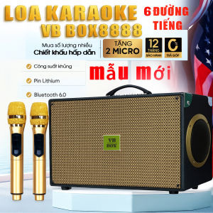 Loa karaoke Xách Tay BOX VB8888 PRO8 Đường Tiếng 2 Bass Đôi 16.5cm2 loa Trung 2 Loa Treble Công Suất Khủng  Kèm 2 Micro Cao Cấp Âm Trầm Cực Mạnh Và Âm Thanh Sáng Tách Biệt Đến Từng Nốt NhạcChất Lượng Hoàn Hảo.