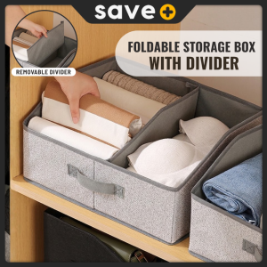 SAVE Foldable Storage Box Removable Divider Kotak Penyimpanan Lipat Baju Wardrobe Organizer Closet Clothes Book Holder ST36