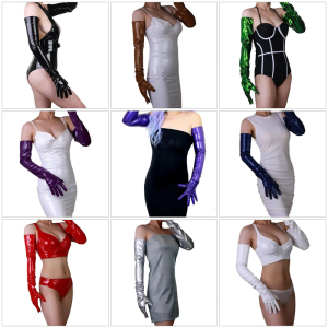 Fashionable Glossy Elbow Length Gloves Lightweight Durable Fabric Perfect For Costumes And Photo Shoots