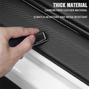 Bộ 4 Miếng Da Sợi Carbon dán Chống Trầy Nẹp bước chân Cửa Xe Hơi Decal bậc vân carbon trơn Chống Trầy Xước Bậc Cửa dày và bền