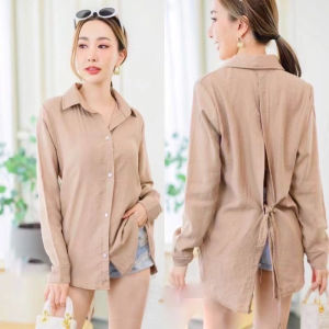 เสื้อเชิ้ตแฟชั่น เสื้อเชิ้ตผูกหลัง เสื้อเชิ้ตแขนยาว เสื้อคลุม เชิ้ตแหวกหลัง เสื้อซีทรู