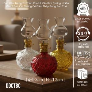 Đèn Dầu Thủy Tinh Trang Trí Bóng Loe / Đèn Lùn Bóng Cao – Retro Home Decor
