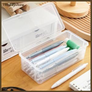 [The Fayshow] 1PC Large Capacity Plastic Pencil Box Stackable Translucent Clear Pencil Box Office Supplies Storage Organizer Box