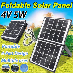 5V4W Portable Folding Solar Panel 4 types of charging plugs Outdoor Power Supply For Camping Light Flashlight