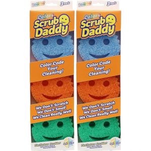2026 6Pcs Scrub Daddy Smile Temperature Sensing Sponge Dual-sided Magic Dish Washing Cleaning Scrub Sponge Dish Washing Scrub Pad